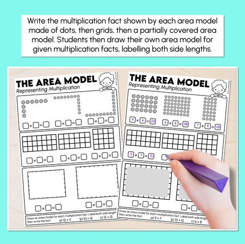 Resource preview 2 for Representing Multiplication Using Area Models Worksheets