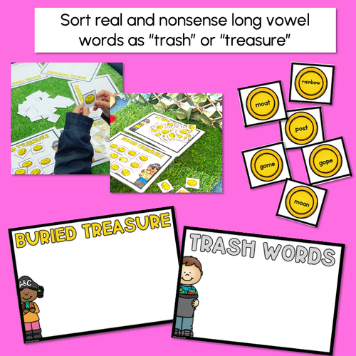 Resource preview 2 for Real and Nonsense Long Vowel O Words - Phonics Game - BURIED TREASURE