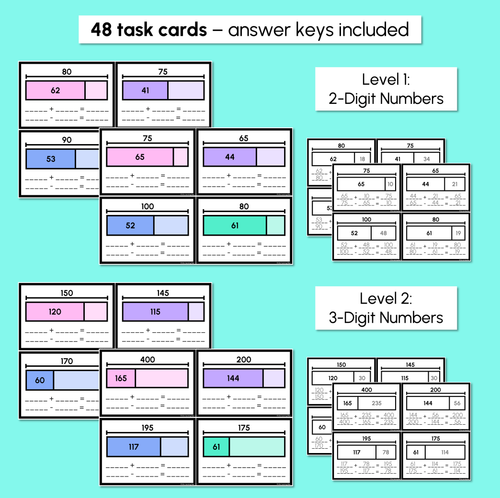 Resource preview 5 for Part-Whole Bar Model Task Cards - 2-Digit & 3-Digit Numbers