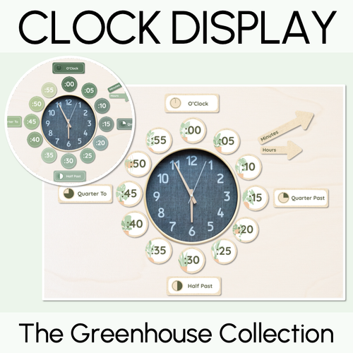 Resource preview 1 for Clock Display - The Greenhouse Collection - Natural Classroom Decor