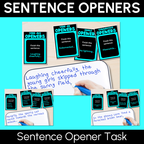 Resource preview 1 for Sentence Openers Task Cards - VCOP aligned