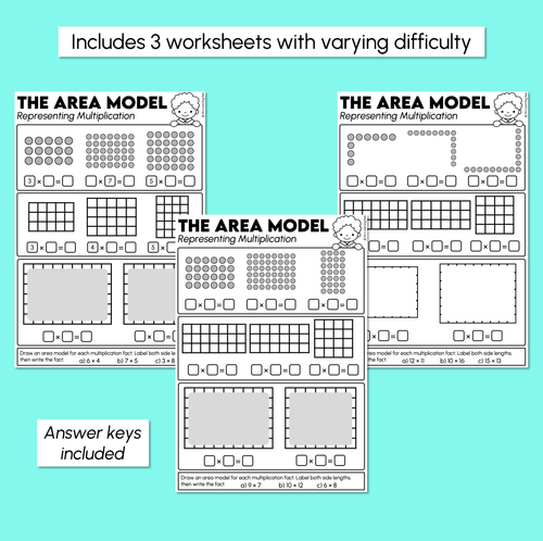 Resource preview 3 for Representing Multiplication Using Area Models Worksheets
