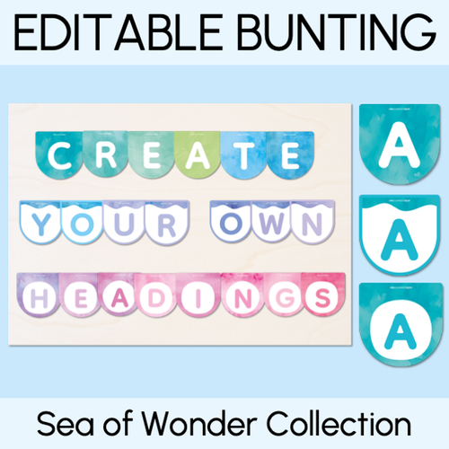 Resource preview 1 for Editable Bunting - The Sea of Wonder Collection - Calming Classroom Decor