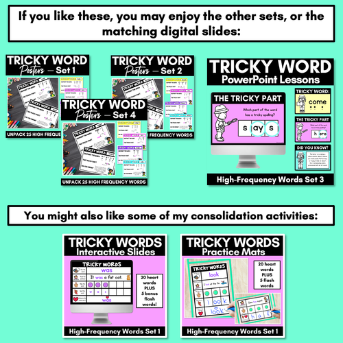 Resource preview 6 for High Frequency Heart Word Posters SET 3- WORDS WITH TRICKY SPELLINGS