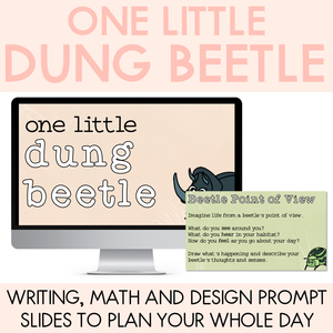 One Little Dung Beetle Writing, Maths & Design Prompt Editable Slides - Book Week 2025