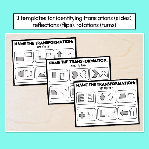 Resource preview 2 for Slides, Flips, Turns - Translations, Reflections & Rotations (Printables)