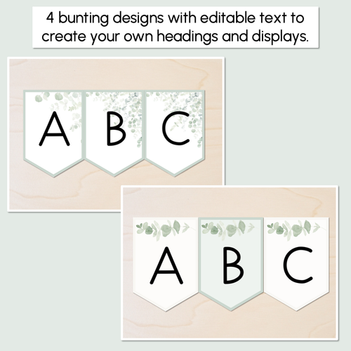 Resource preview 3 for Editable Bunting - The Eucalyptus Edit - Eucalyptus Classroom Decor