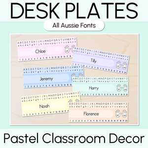 Pastel Classroom Decor - Editable Desk Plates / Student Name Tags