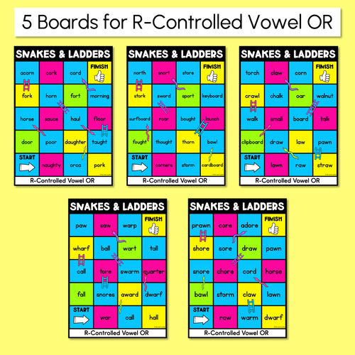Resource preview 2 for Phonics Game for R-Controlled Vowels OR Words - Snakes & Ladders