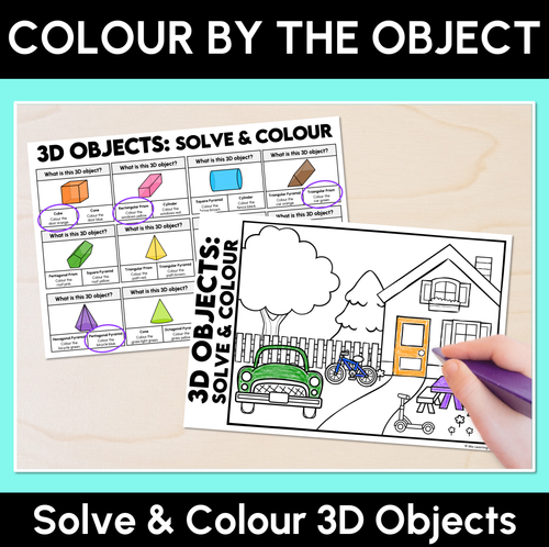 Colour By The Object - 3D Objects Worksheets - Mrs Learning Bee