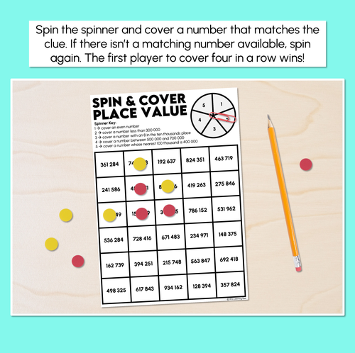 Resource preview 2 for Spin & Cover - Place Value Activity