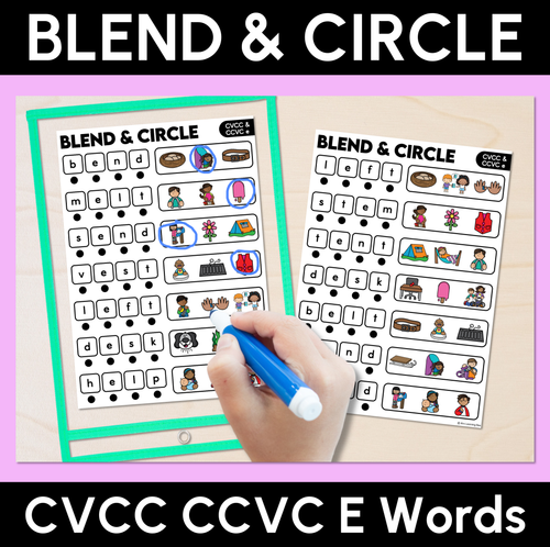 Resource preview 3 for Blend & Circle - CVC CVCC CCVC Words Blending Mats Bundle