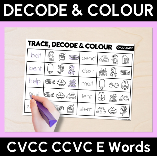Resource preview 10 for Trace, Decode & Colour - CVC CVCC CCVC Words Decodable Worksheets Bundle