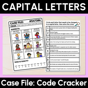 Capital Letter Case File: Code Cracker - Capital Letters Activity