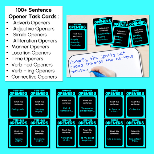 Resource preview 2 for Sentence Openers Task Cards - VCOP aligned