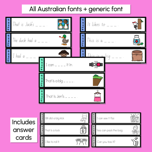 Resource preview 3 for Consonant Digraphs ff ll ss zz ck - Trace the Sentence Task Cards - Missing Words