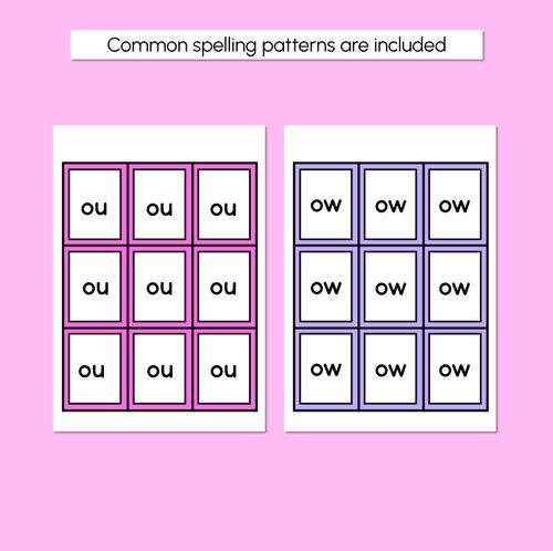 Resource preview 4 for OU / OW SOUND BINGO - Ways to spell the diphthong /ou/ phoneme