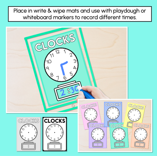 Resource preview 2 for Clocks – Playdough or Wipeable Mats
