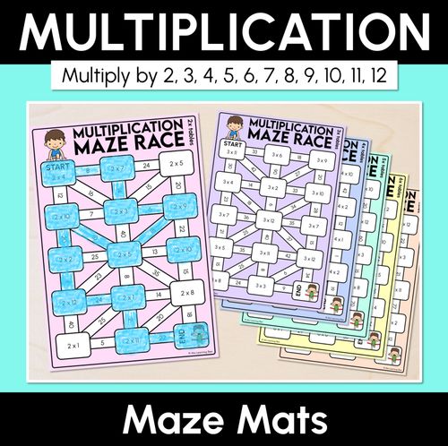 Resource preview 1 for Multiplication Maze Race Mats - Multiply by 2 to 12