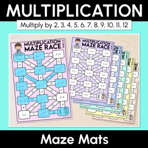 Multiplication Maze Race Mats - Multiply by 2 to 12