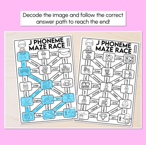 Resource preview 2 for Consonant Phoneme J Words Maze Race - Consonant J Words Worksheets