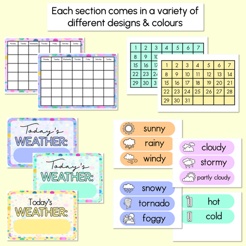 Resource preview 3 for CALENDAR & WEATHER DISPLAY- The Kasey Rainbow Collection