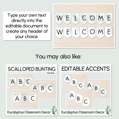 Resource preview 4 for Editable Bunting - The Eucalyptus Edit - Eucalyptus Classroom Decor