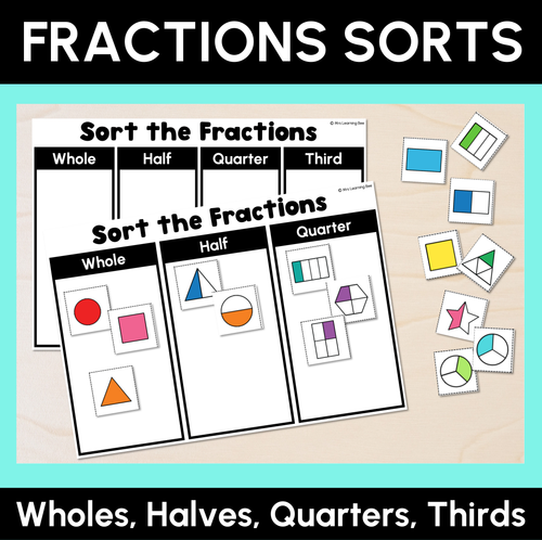 Resource preview 1 for Fractions (Wholes, Halves, Quarters & Thirds) - Sorting Activity