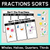 1 for Fractions (Wholes, Halves, Quarters & Thirds) - Sorting Activity
