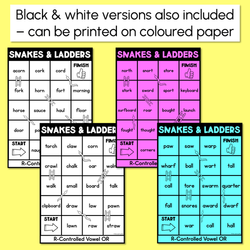 Resource preview 3 for Phonics Game for R-Controlled Vowels OR Words - Snakes & Ladders