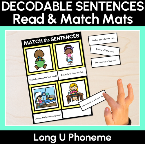 Resource preview 1 for Long Vowel U Decodable Sentences Mats - Read & Match