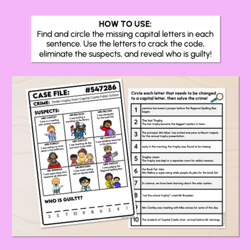 Resource preview 2 for Capital Letter Case File: Code Cracker - Capital Letters Activity