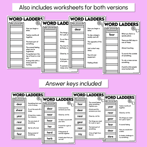 Resource preview 4 for Word Ladders - Find the Clue - R-Controlled EER Words