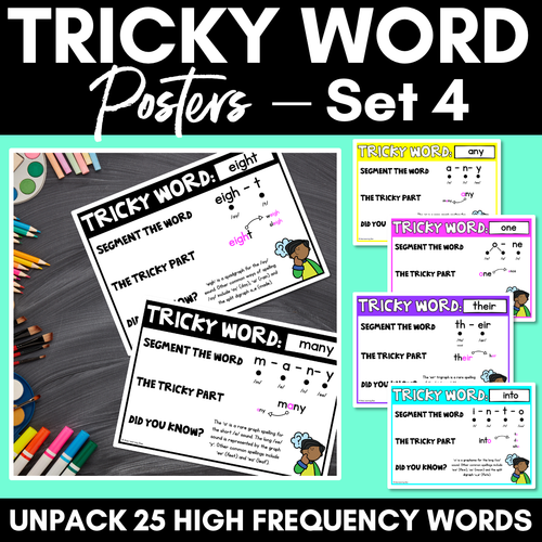 Resource preview 1 for High Frequency Heart Word Posters SET 4- WORDS WITH TRICKY SPELLINGS