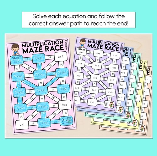Resource preview 2 for Multiplication Maze Race Mats - Multiply by 2 to 12