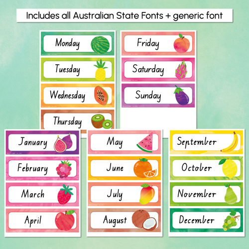 Resource preview 2 for Days of the Week & Months of the Year Display - The Tutti Frutti Collection - Colourful Classroom Decor