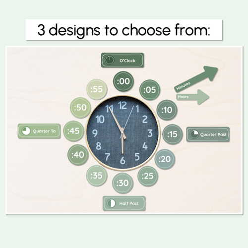 Resource preview 4 for Clock Display - The Greenhouse Collection - Natural Classroom Decor