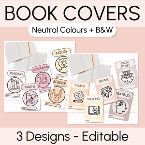 Neutral Book Covers - Editable - A4 Portrait