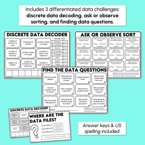 Resource preview 3 for Escape Room - Identifying & Collecting Data - Printables