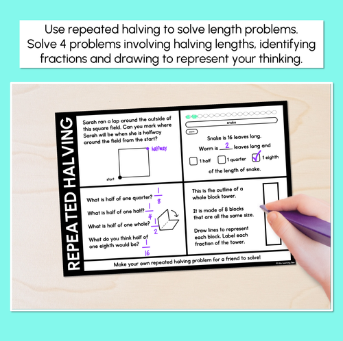 Resource preview 2 for Repeated Halving Length Problems - Solving Length Problems Worksheet