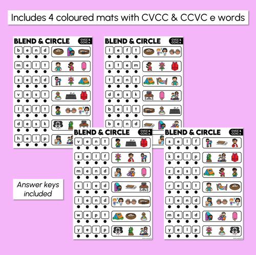 Resource preview 3 for Blend & Circle - CVCC CCVC E Words Blending Mats