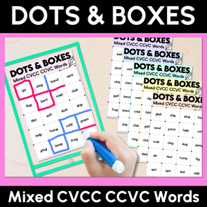 Dots and Boxes Phonics Game - Mixed CVCC CCVC Words
