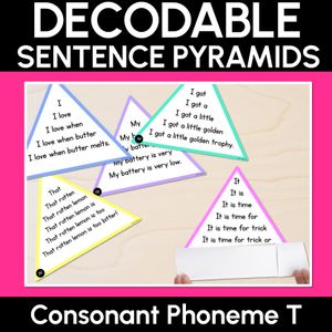 CONSONANT PHONEME T WORDS - Decodable Sentence Pyramids - Phonics Fluency