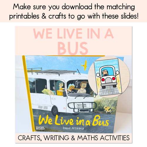 Resource preview 5 for We Live In A Bus Writing, Maths & Design Prompt Editable Slides - Book Week 2025