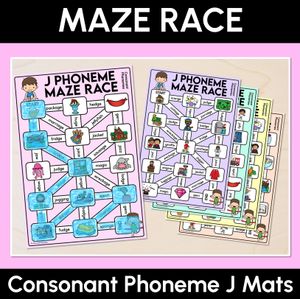 Consonant Phoneme J Words Maze Race - Consonant J Words Mats
