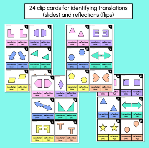 Resource preview 2 for Slides & Flips - Translations & Reflections Clip Cards