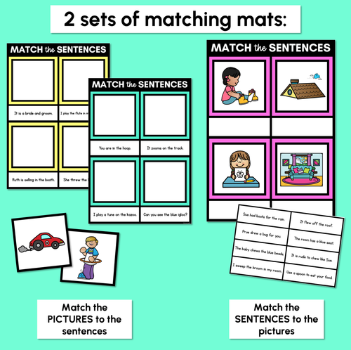 Resource preview 3 for Long Vowel U Decodable Sentences Mats - Read & Match