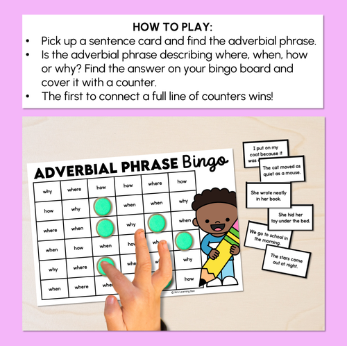 Resource preview 2 for Adverbial Phrase Bingo Boards