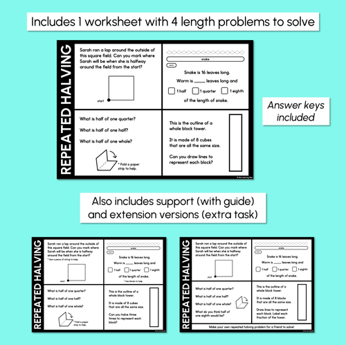 Resource preview 3 for Repeated Halving Length Problems - Solving Length Problems Worksheet