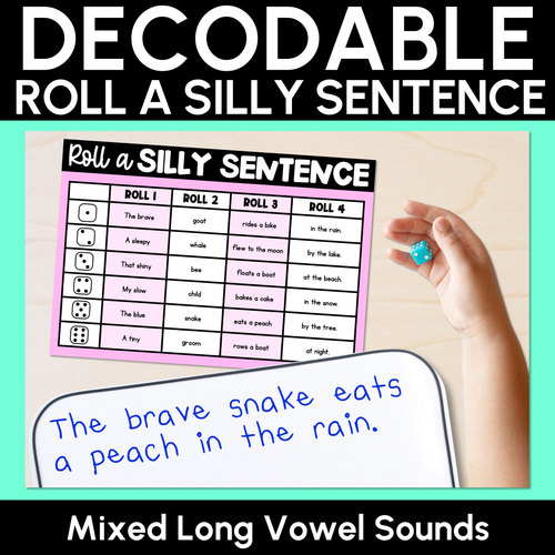 Resource preview 4 for Roll a Silly Sentence CVC/CCVC Words, Consonant Digraphs & Long Vowel Bundle